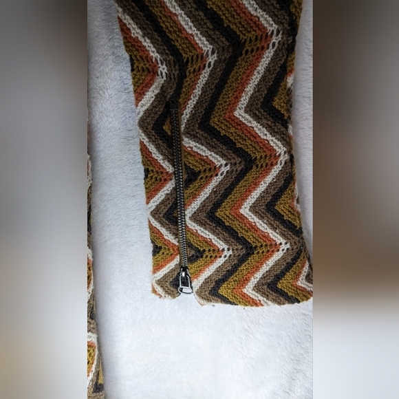 FREE PEOPLE Retro Wool Blend Brown Rhianon Chevron Sweater Dress Size SP - Picture 14 of 15